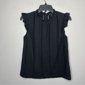 J Crew Sleeveless Silk Blend Ruffle Frill Blouse